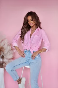 Koszula w paski różowa Emi - SHOPAHOLIC`S DREAM - Koszule damskie - miniaturka - grafika 1