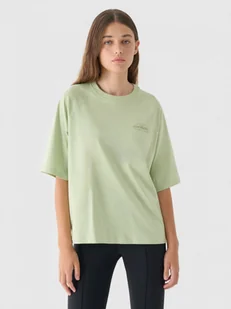 Damski t-shirt z nadrukiem 4F 4FRAW24TTSHF2583 - zielony - Koszulki sportowe damskie - miniaturka - grafika 1