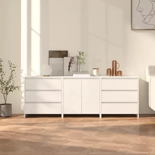 Lumarko 3-cz. szafka boczna, biała, materiał drewnopochodny - Szafki do salonu - miniaturka - grafika 1
