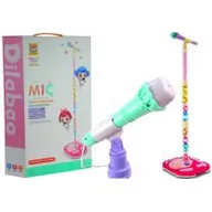 Instrumenty muzyczne dla dzieci - Lean Toys Mikrofon na Stojaku Swiecący Statyw 130cm - miniaturka - grafika 1