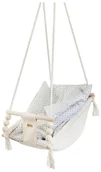 Leżaczki i huśtawki - Leżaczek bujak bujaczek hamak hamaczek huśtawka kołyska z kołderką (ecru/beż, szare karo) - miniaturka - grafika 1