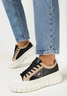 Trampki damskie - Czarne Sznurowane Trampki na Platformie Erabel - miniaturka - grafika 1