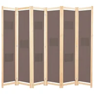 Parawany - Parawan 6-panelowy, brązowy, 240 x 170 x 4 cm, tkanina - miniaturka - grafika 1