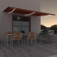 Markizy - Vidaxl Ręcznie Zwijana Markiza Z Led, 600X350 Cm, Pomarańczowo-Brązowa - miniaturka - grafika 1
