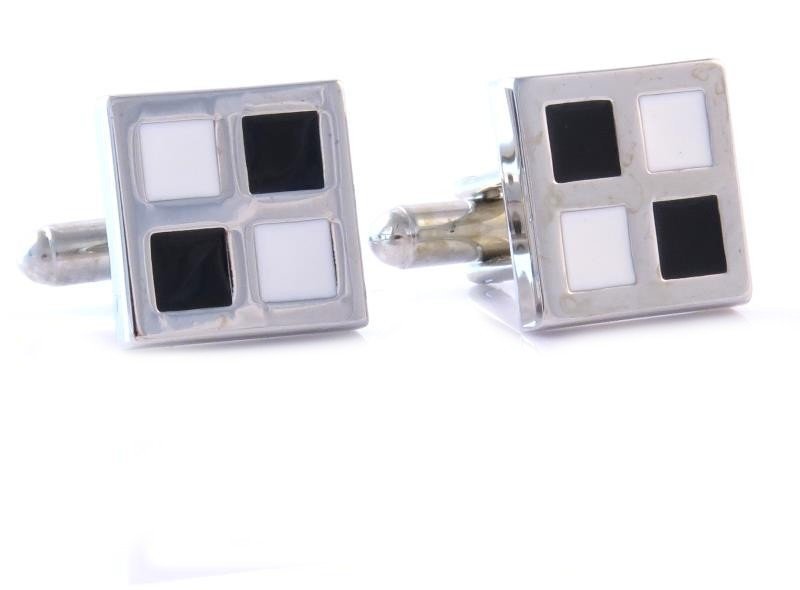 Srebrne spinki - biało czarne kwadraty M31