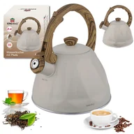 Czajniki na gaz - CZAJNIK 2L Z GWIZDKIEM KINGHOFF KH-1998 BEŻOWY MAT - miniaturka - grafika 1