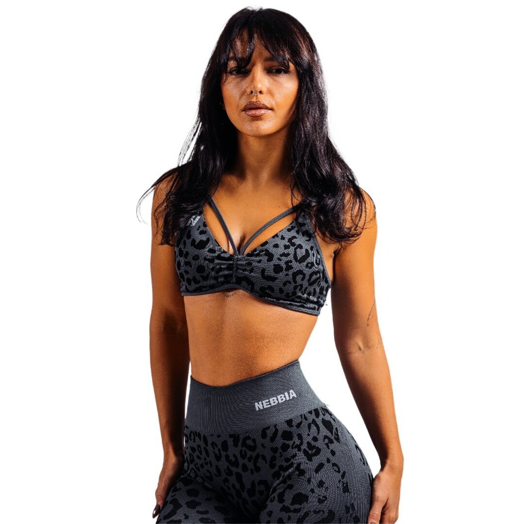 Biustonosz damski Nebbia Primal Medium Support Leopard Sports Bra 854 black leopard L