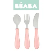 Sztućce dla dzieci - Beaba Sztućce ze Stali Nierdzewnej 12 m+ old Pink - miniaturka - grafika 1