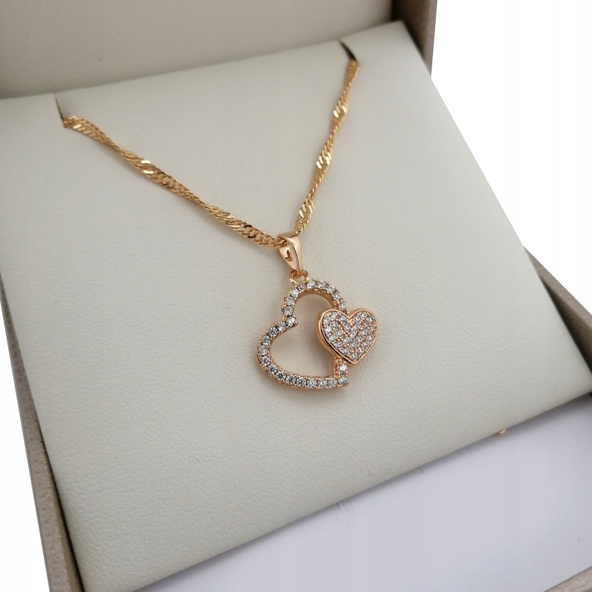 ZŁOTY NASZYJNIK DAMSKI SERCE 18K 55CM PREZENT