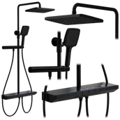 Zestawy prysznicowe - Rea Zestaw Prysznicowy z Termostatem REA Pedro Czarny - miniaturka - grafika 1