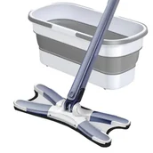 Miotły, szufle, mopy - Płaski obrotowy X-Mop z wyciskaczem + wiadro + nakładka - kompletny zestaw! - miniaturka - grafika 1
