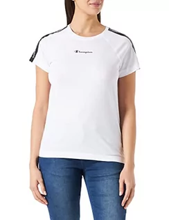Koszulki i topy damskie - Champion Damska koszulka sportowa z taśmą S/S, Bianco, S - grafika 1
