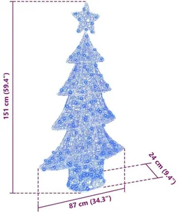 vidaXL Choinka z 160 diodami LED Niebieski 150 cm Akryl - Ozdoby bożonarodzeniowe - miniaturka - grafika 1