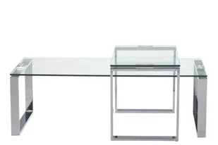 AC Design Furniture h000009514 stolik kawowy zestaw jannis, przezroczysty szklany blat 10 MM, ok. 115 x 45 x 69 cm, chromowany stelaż metalowy H000009514 - Ławy i stoliki kawowe - miniaturka - grafika 1