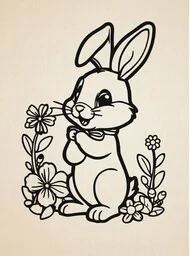 Królik wśród kwiatów- wycinanka z kartonu - Zabawki kreatywne - miniaturka - grafika 1