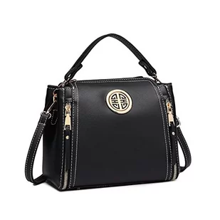 Miss Lulu Miss Lulu damskie torebki skóra PU na co dzień podróż damska górny uchwyt crossbody torba na ramię (czarna) E1851 BK - Torebki damskie - miniaturka - grafika 1