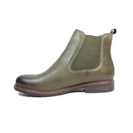 Kozaki damskie - Tamaris Damskie kozaki 1-1-25056-41 Chelsea, Olive Leather, 37 EU - miniaturka - grafika 1