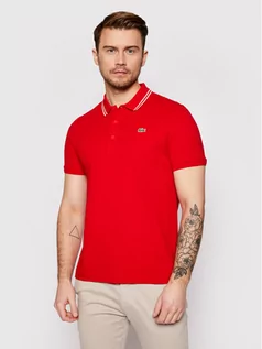 Koszulki męskie - Lacoste Polo YH1482 Czerwony Regular Fit - grafika 1