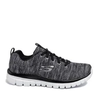 Sneakersy damskie - Sneakersy Skechers Twisted Fortune 12614/BKW Szary - miniaturka - grafika 1