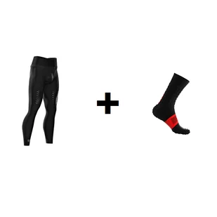 COMPRESSPORT Legginsy kompresyjne biegowe TRAIL RUNNING UNDER CONTROL FULL TIGHTS czarne + COMPRESSPORT Skarpetki do biegania zimowe ProRacing Socks v3.0 Winter czarne - Spodnie sportowe damskie - miniaturka - grafika 1