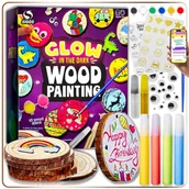 Dekoratorstwo - KREATYWNY ZESTAW MALARSKI NA DREWNIE DLA DZIECI 10 Pieńków + Figurki + Farby UV PREZENT DLA DZIEWCZYNKI I CHŁOPCA + EBOOK - miniaturka - grafika 1