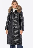 Płaszcze damskie - Płaszcz damski z puchowym wypełnieniem czarny - miniaturka - grafika 1