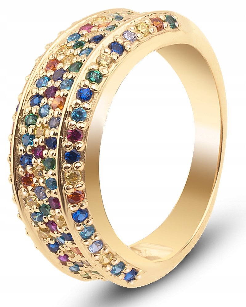 ZŁOTY PIERŚCIONEK KOLOROWE CYRKONIE GIARDINO 333