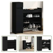 Szafki na buty - The Living Store Szafka na buty czarna 100,5x28x100 cm Materiał drewnopochodny - miniaturka - grafika 1