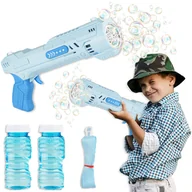 Bańki mydlane - PISTOLET NA BAŃKI MYDLANE MASZYNA DO BANIEK MYDLANYCH BAZOOKA AUTOMAT + PŁYN - miniaturka - grafika 1