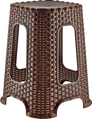 Korona Shops Taboret krzesło stołek Rattan Brązowy do 90 kg