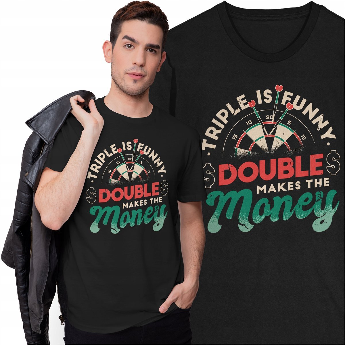 Koszulka Męska z Nadrukiem Rzutki Darts Lotki Tarcza Gra Sport