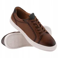 Półbuty męskie - Wygodne męskie sneakersy brązowe buty eleganckie trampki OM-FOCS-0179 V1 41 - miniaturka - grafika 1