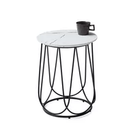 Ławy i stoliki kawowe - NUBIRA S ŁAWA STELAŻ - CZARNY, BLAT - BIAŁY MARMUR - miniaturka - grafika 1