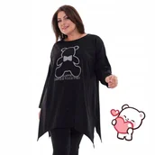 Bluzki damskie - TUNIKA DAMSKA MISIU cyrkonie błyszcząca wygodna dłuższa bluza 54 56 7XL 8XL - miniaturka - grafika 1
