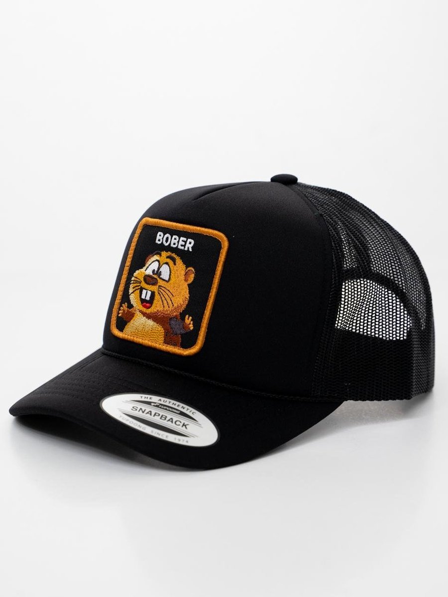Czapka Z Daszkiem Trucker Czarna z Bobrem MyStars Bóbr MĘSKA DAMSKA MODNA