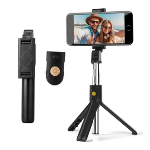 Selfie stick Tripod statyw uchwyt na telefon kijek do zdjęć selfie pilot Bluetooth czarny - Torby na laptopy - miniaturka - grafika 1