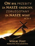 Ikony i obrazy sakralne - Baner na Wielki Post "On był przebity za nasze grzechy" 75x100cm - miniaturka - grafika 1