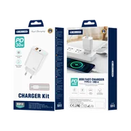 Ładowarki do telefonów - JELLICO ładowarka sieciowa EU13 GaN PD 30W 1xUSB-C + 1xUSB QC3.0 + kabel USB-C - USB-C Biały - miniaturka - grafika 1