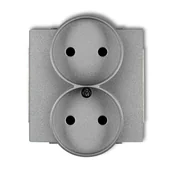 Gniazdka elektryczne - Gniazdo podwójne srebrne bez uziemienia 7DGPR-2 DECO KARLIK - miniaturka - grafika 1