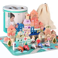 Klocki - Bakalu Klocki drewniane miasto 115 szt w wiaderku KZ0653 - miniaturka - grafika 1