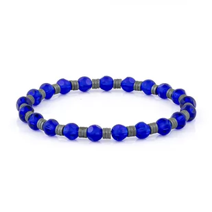 Bransoletka koraliki w kolorze niebieskim EM 77 - EM Men's Accessories - Bransolety męskie - miniaturka - grafika 1