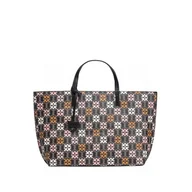 Torebki damskie - Pinko Damska torba na zakupy, duża skórzana torba z nadrukiem logo, Zm7q_czarny/brązowy/biały. Antyczny Go, Zm7q_czarny/brązowy/biały. Antyczny Go - miniaturka - grafika 1