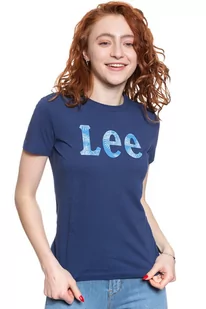 Lee T Shirt Damski Slim Logo Tee Blueprint L43Kehlh-S - Koszulki i topy damskie - miniaturka - grafika 1