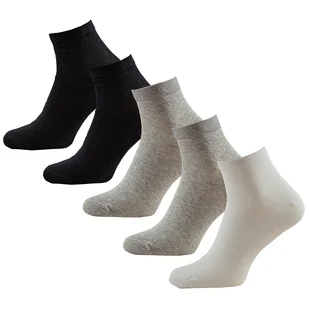 Komplet 5 par skarpet quarter, 39/42, białe/czarne/szare - Skarpetki męskie - miniaturka - grafika 1