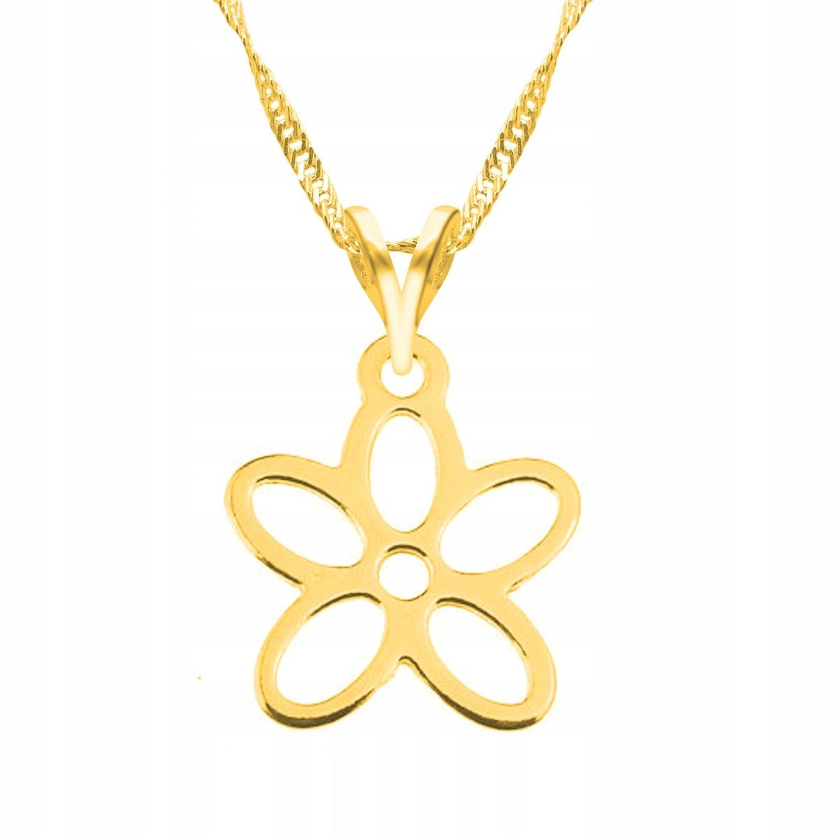 Złoty Naszyjnik z Kwiatem Kwiatkiem Roślina Kwiat Kwiatek SREBRO 925