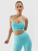 Biustonosze - Biustonosz treningowy z niskim wsparciem damski 4F 4FWSS24USBAF096-33S Niebieski - miniaturka - grafika 1