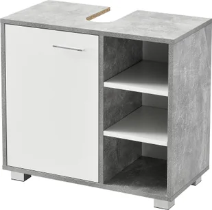 Szafka podumywalkowa 56 x 60 x 31 cm Szafka łazienkowa z wycięciem na syfon Szafka łazienkowa z drzwiczkami szafki 3 schowki Betonowy wygląd/biały [en.casa] - Szafki łazienkowe - miniaturka - grafika 1