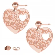 Kolczyki - Kolczyki Serce Serduszko różowe złoto 925 - miniaturka - grafika 1