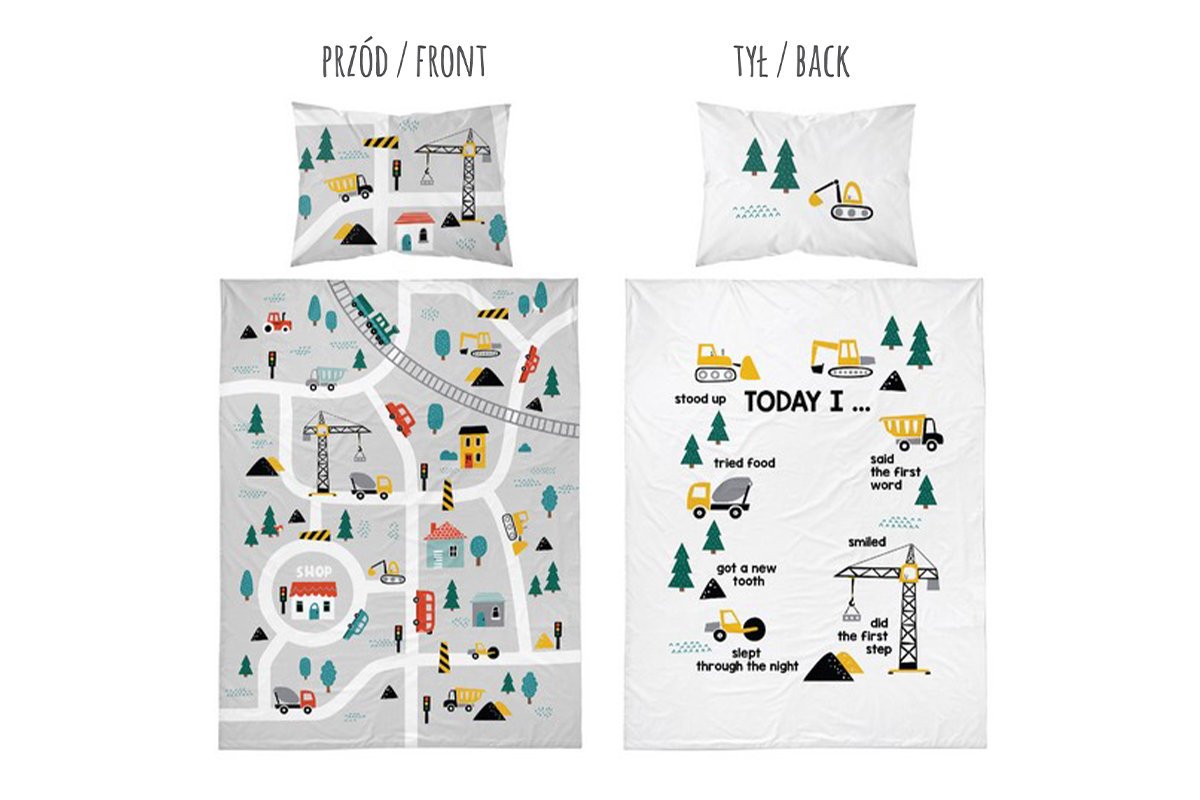 Szara pościel dziecięca ulice 90x120 cm ALCAI