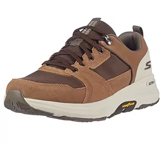 Buty trekkingowe męskie - Skechers Męskie buty trekkingowe Gowalk Outdoor Minsi hydrofobowe antypoślizgowe właściwości, Tkanina brązowa z brązowego zamszu, 43 EU - grafika 1